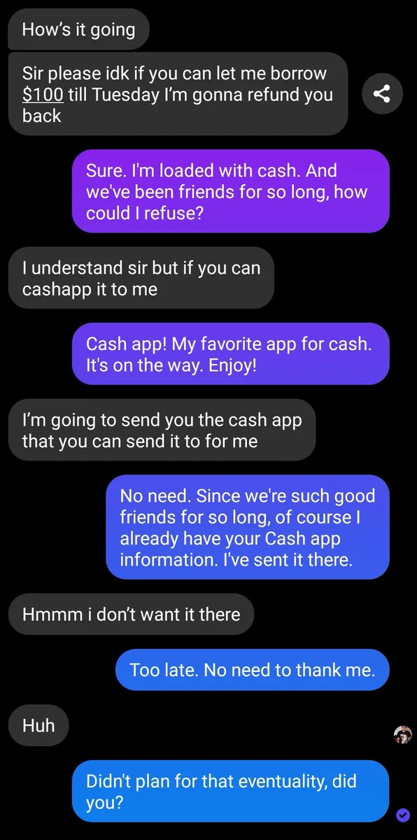 Curses! Foiled a scammer again!