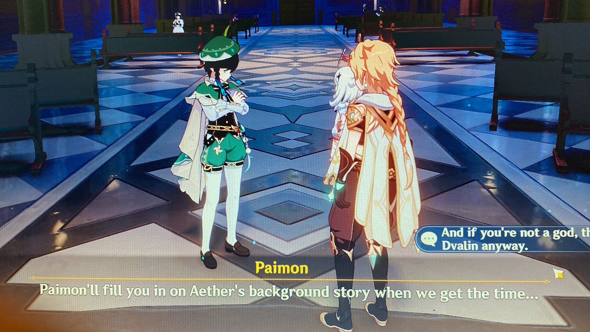 IcedPearlCat's tweet photo. Paimon seriously said her backstory when im playing as aether? https://t.co/dn4u3MDM0x