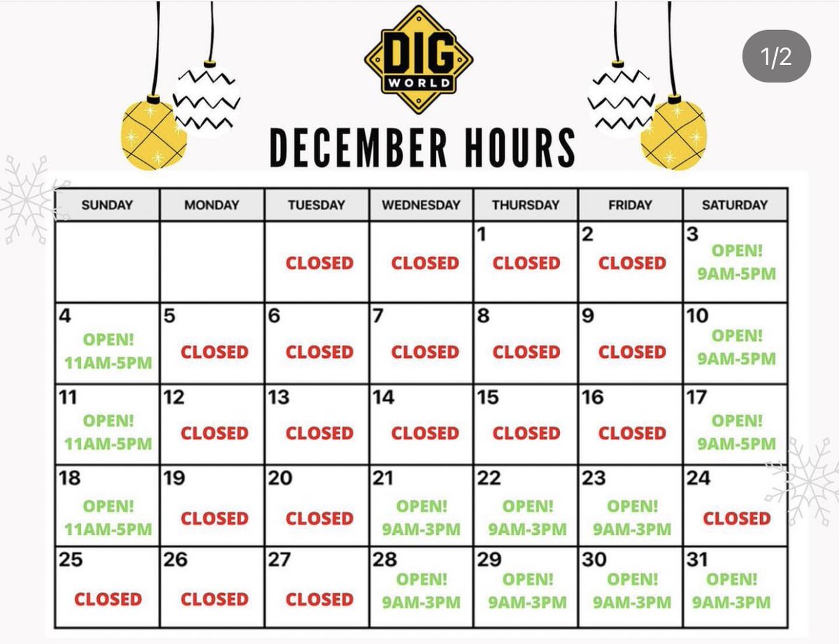 DigWorldTX's tweet photo. Come to Dig World to get in the festive spirit all December long! 

We are opened extra days during the week this month so that your family and friends have plenty of time to experience Dig World this holiday season! https://t.co/n3KEBreF91