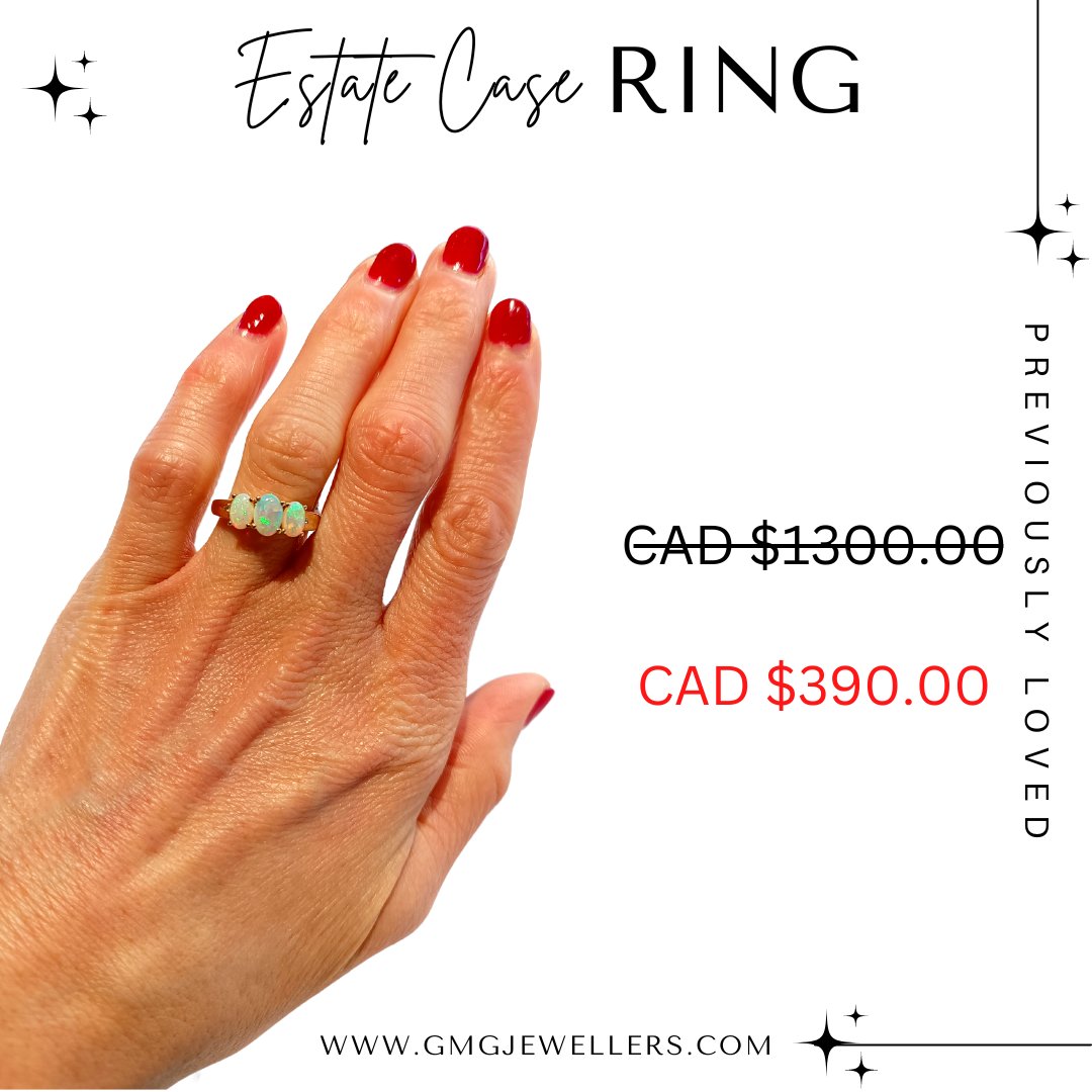 #previouslyloved

Three White Opal Ring from our Estate Case Collection.

Available in-store only!

* Only one piece! Stop and shop now!
#estatecollection #fashionring #dinnerring #classicjewellery #oldisgold✨ #gmgjewellers #discountsale #christmasgifts #holidayshopping