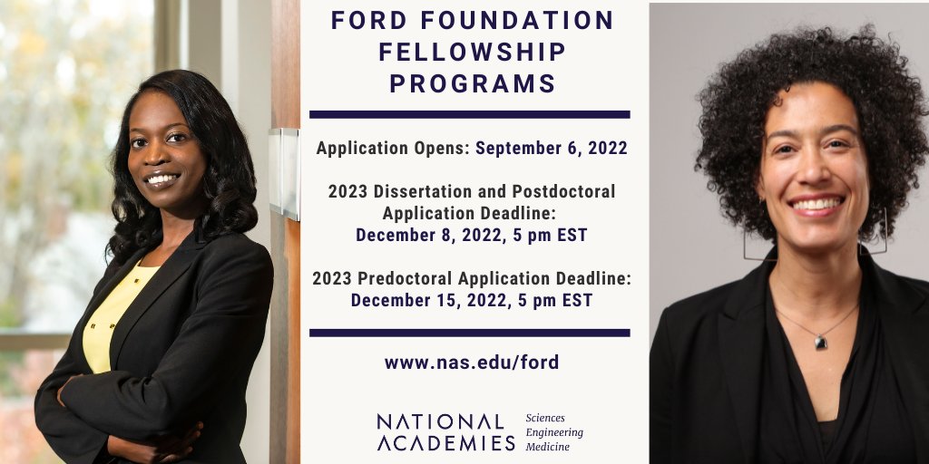 Closing soon! Applications for the #Predoctoral Ford Foundation Fellowship close on December 15, 2022 at 5pm EST. Apply now! #PhDs #ScDs #Leadership #PhDChat
ow.ly/lyll50LNVvm