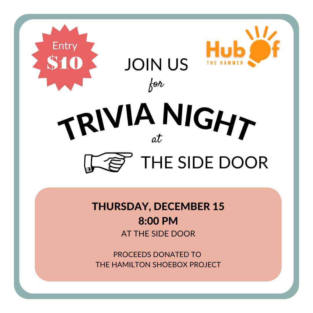 HamOntShoeboxProject (@hamshoebox) on Twitter photo 4 days away! Join us for Trivia Night hosted by <a href="/HubOfTheHammer/">Hub of the Hammer Event Planning</a> at The Side Door! All proceeds go to The Shoebox Project Hamilton ❤️ sign up today: side-door-bar.square.site/events #HamOnt #shoeboxproject #hamiltonontario 4 days away! Join us for Trivia Night hosted by <a href="/HubOfTheHammer/">Hub of the Hammer Event Planning</a> at The Side Door! All proceeds go to The Shoebox Project Hamilton ❤️ sign up today: side-door-bar.square.site/events #HamOnt #shoeboxproject #hamiltonontario