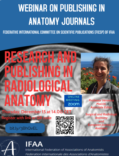 IFAA Soundbites 2022 inlcudes informmation on upcoming FICSP`s Webinar on Publishing in Anatomical Journal 
December 15th 14.00 CET 
Webinar is free but registration is essential See here for more info  buff.ly/3FesPlY