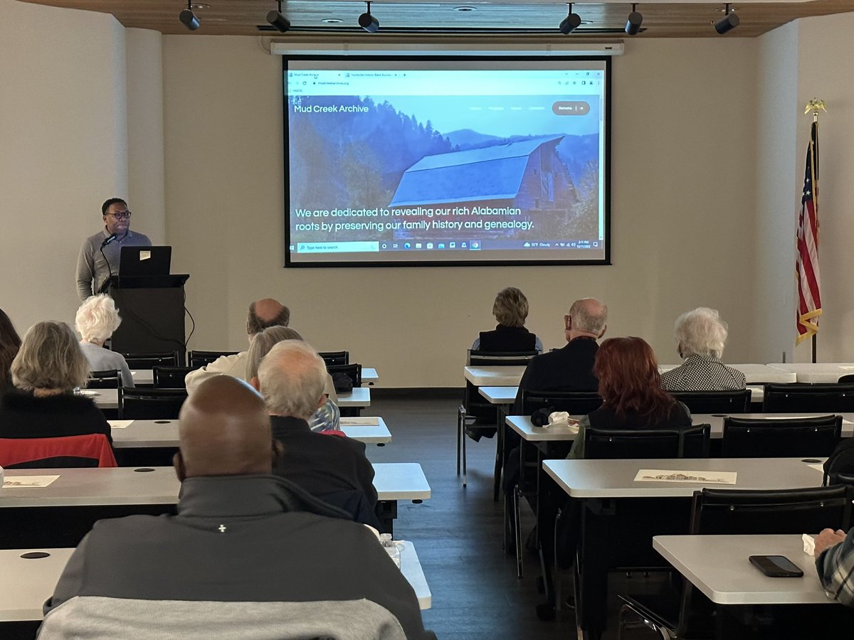 Excited to hear my high school classmate Chauncey Robinson sharing with <a href="/HistoryHsv/">Hsv Historical Soc</a> about his work recording local African-American history on Mud Creek Archive: mudcreekarchive.org #HistoryHsv #iHeartHsv