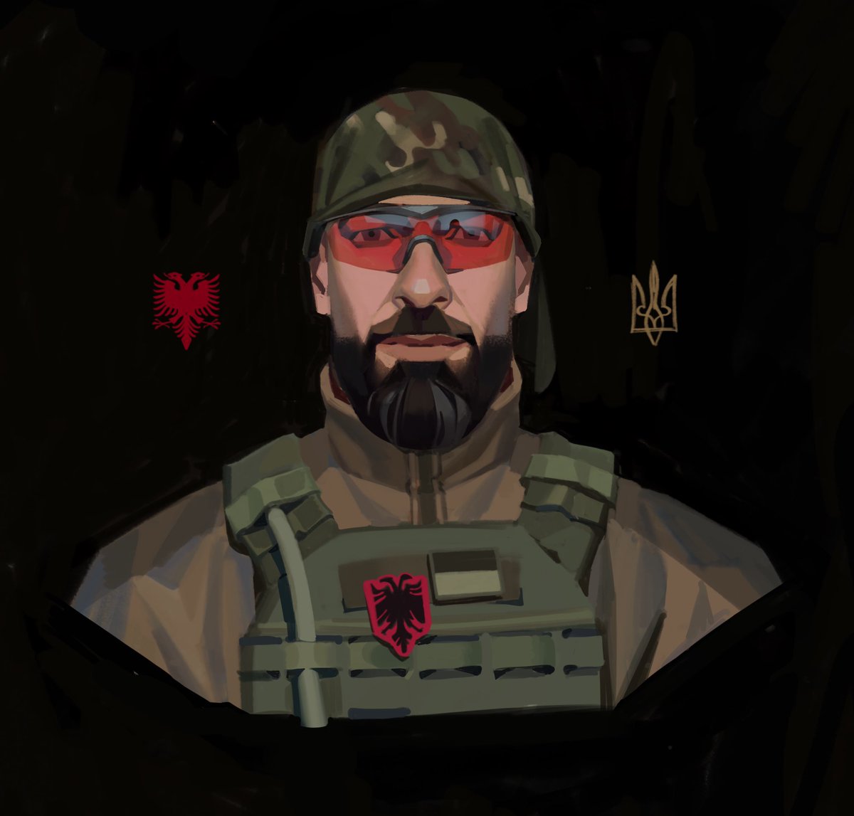 「Albanian volunteer Armend Bejta 」|Sasha Frantsevaのイラスト
