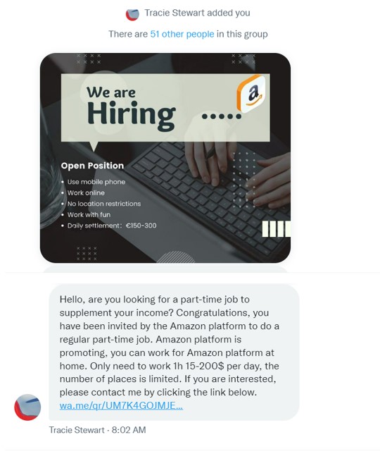 thefraudguy_uk's tweet image. Amazon recruitment scam.

These are running via group messages.  I've left the user name up on purpose, so they can explain why they are sending it.

Fraudsters are impersonating Amazon to harvest data and then apply for credit after the applicant has sent proof of i.d.