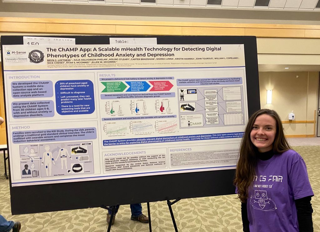 The Annual <a href="/UVMCompSci/">UVM Computer Science</a> Fair was last Friday and was a super fun experience! I presented in the Research category, showing our collaborative efforts on the ChAMP App project. Our project came first 🥇 within our category! Go team!  #uvm #computerscience #MentalHealthMatters