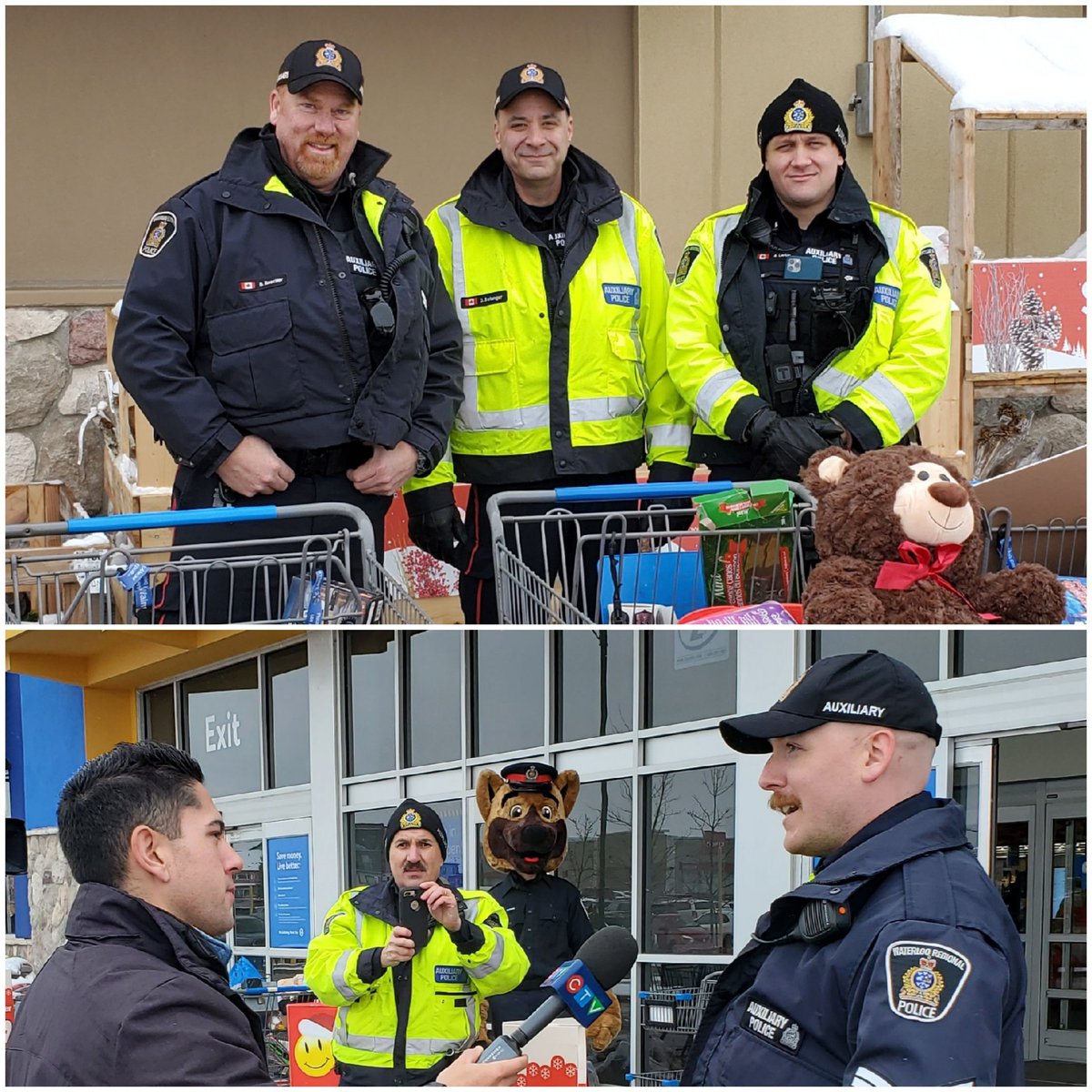 Chief_MCrowell's tweet photo. Day 2 - what a generous community! 

Thank you for all the donations to the annual @WRPSToday Stuff A Cruiser drive in support of the Knights of Columbus’ New Toys for Needy Kids campaign.

Special thanks to @WalmartCanada, our amazing @WRPSAux members, and @ConestogaC students! https://t.co/CKA3iZ1wna