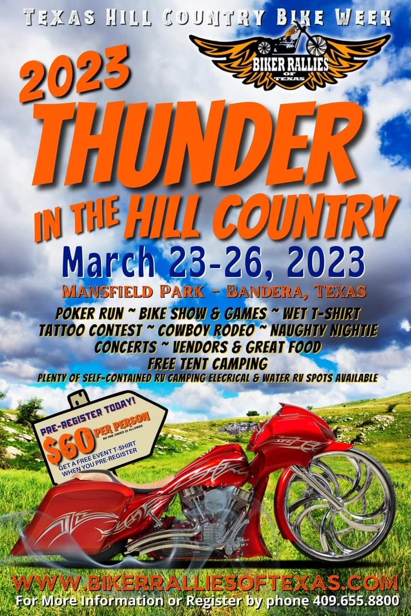 We hope to see everyone in March!  Come enjoy the beautiful #TexasHillCounty, weather, and, of course, there's nothing like riding those #ThreeTwistedSisters!

Come by, say hi, grab a beer, a bite to eat, some merchandise, and enjoy our freedom!  See y'all soon #BentRimGrill