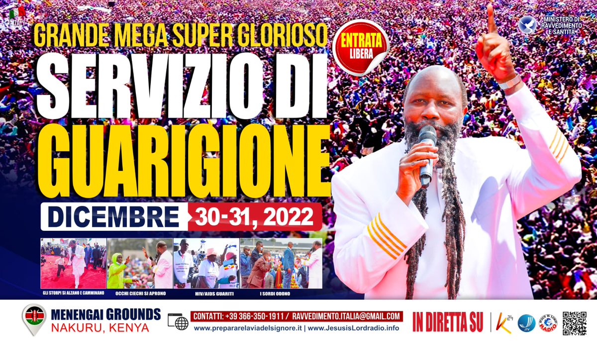 💥GRANDE MEGA SUPER GLORIOSO SERVIZIO DI GUARIGIONE💥

30-31 Dicembre 2022
Nakuru, Kenya