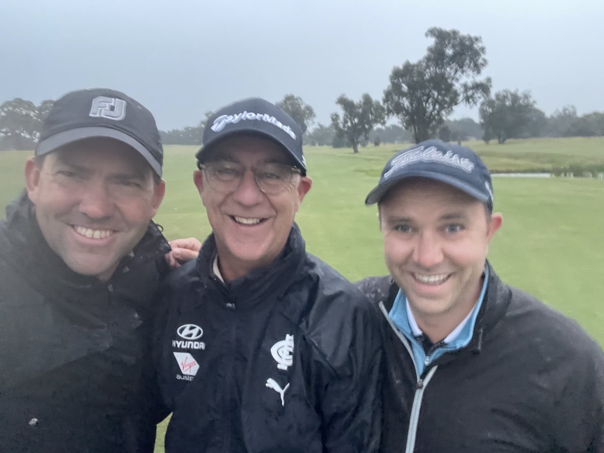 AndyMaherDFA's tweet photo. Off we go. 5.57am @Port_GolfClub. Hosing down but undeterred. 
⁦@RalphyHeraldSun⁩ ⁦⁦@T_Prime2⁩.
#thelongestday https://t.co/gM66axhCYc