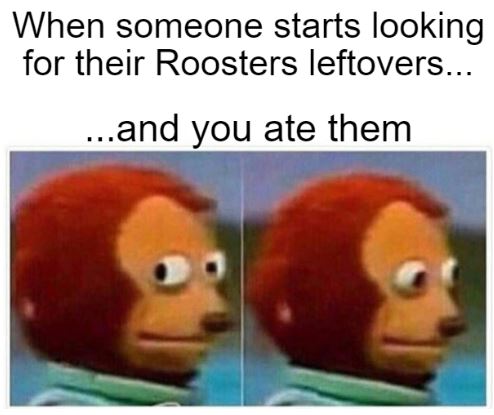 RoostersCanton's tweet photo. You thought you could get away with eating those leftovers...but you were wrong! 😅 https://t.co/DKoJV93HHq