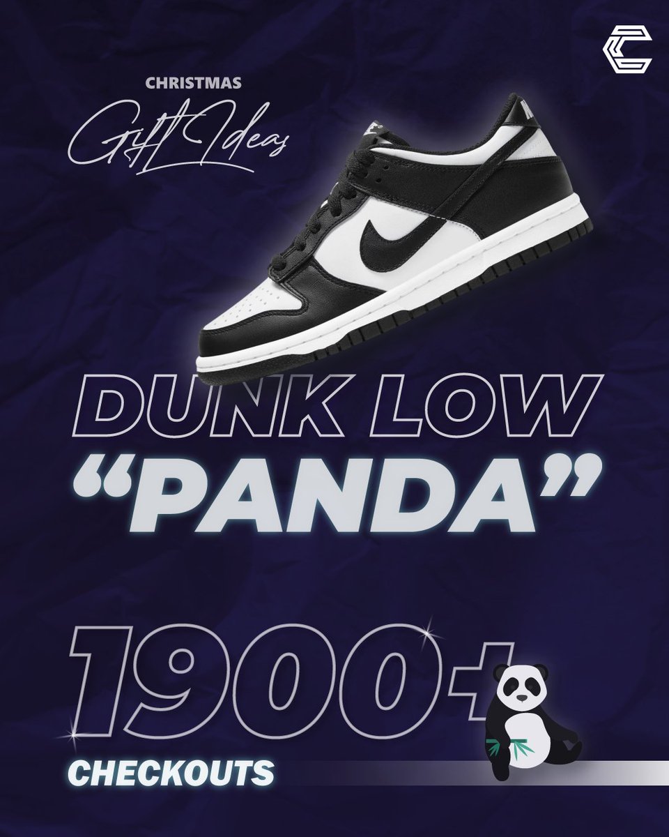 Next one on the list is the croud favourite Dunk Panda Low! 🐼

Our users have hit nearly 𝟮𝟬𝟬𝟬 pairs of Panda Lows in all its diverse size specs (Mens, Wmns and GS). 

We are certain these will make a lot of peoples Christmas wishes... Whats yours? 🎅🎁🎄