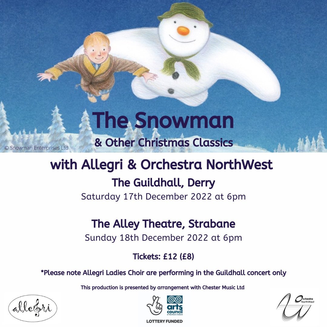 AllegriDerry's tweet photo. Fab rehearsal today for The Snowman with narrator Greta Mc Tague &amp; soloists Ben Langan (Guildhall) &amp; Clíodhna Simpson (@TheAlleyTheatre) 

Audiences are in for a treat with  performance of Howard Blake’s timeless orchestral work plus festive favourites

🎟️ https://t.co/BaDwF8rCWH https://t.co/ZLsPPrzVRH