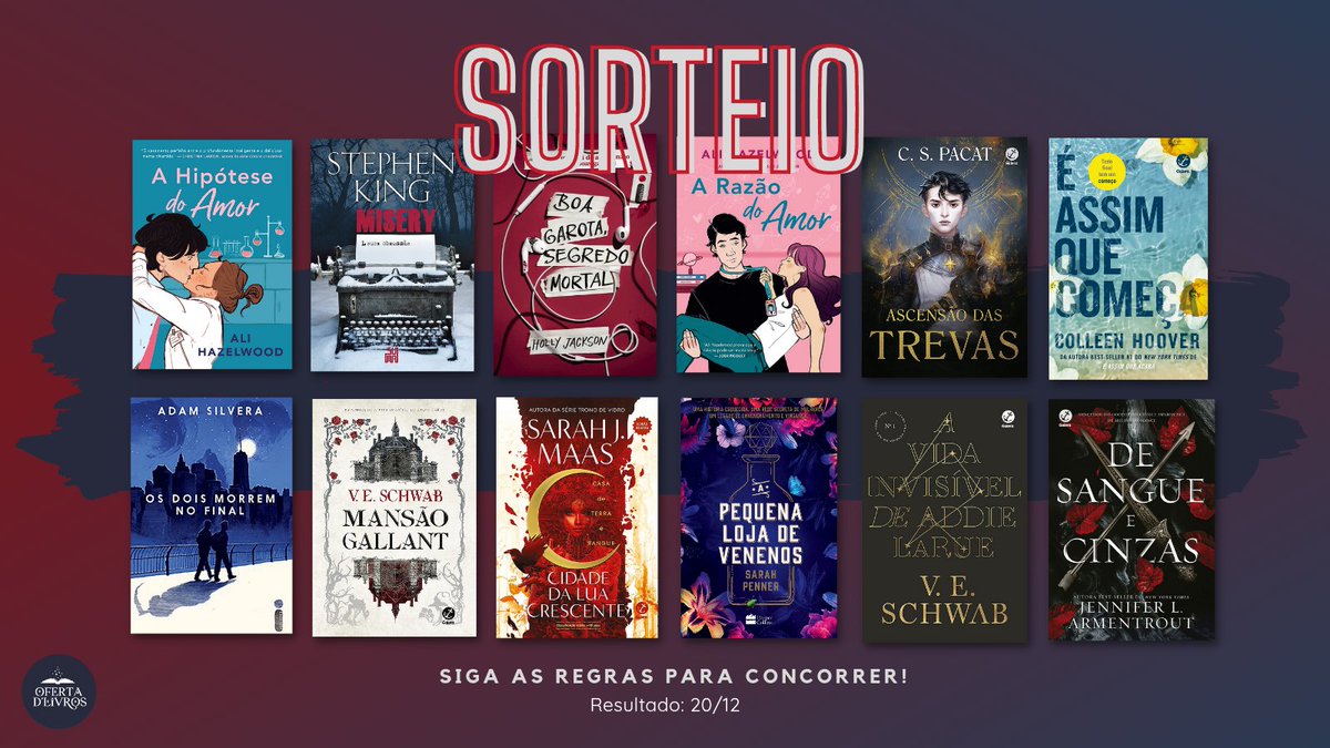 ofertadlivros's tweet photo. 🚨 SORTEIO 🚨

Quer concorrer a um (1) dos livros da imagem ou R$ 40 em livros?
Basta seguir as regras: 

— seguir @ofertadlivros.
— dar RT nesse tweet.
— dar RT no tweet abaixo.
comente o livro desejado (não é regra)!😊

Apenas um ganhador.
📆 Resultado: 20/12 https://t.co/ErIlPiIG04