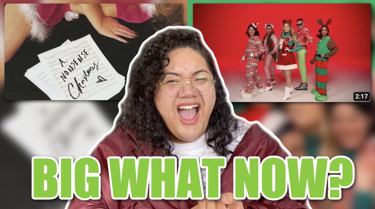 kayceefuimaono's tweet photo. merry christmas I guess- 

@SabrinaAnnLynn @Meghan_Trainor 
Here’s my reaction to Sabrina Carpenter’s “A NONSENSE CHRISTMAS” &amp; Meghan Trainor’s “MADE YOU LOOK” (Acapella Version w/ Sri, Scott Hoying, Elyse Myers &amp; Chris Olsen)

https://t.co/Eajur2zIO5 https://t.co/WgW4foJN8g