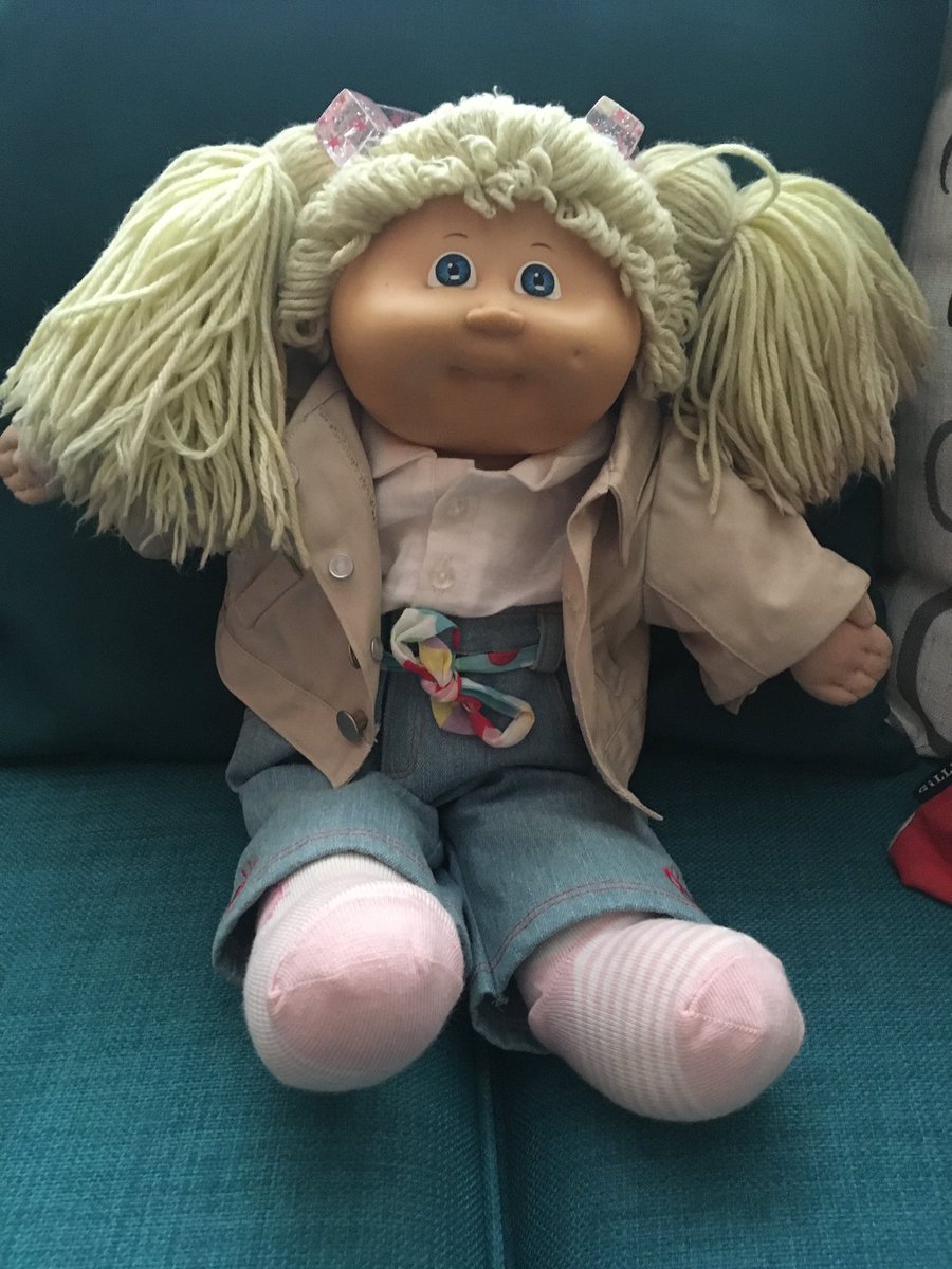 LeaMcGrath1's tweet photo. @EdinCulture Got mine for Christmas in 1984 and still have her. Mum queued for ages to get a #CabbagePatchKid. That and the priceless memories make her one of my most treasured possessions. Had to get her some new clothes but otherwise she’s still in great condition! ❤️🎄 https://t.co/pzhJ5l7RqE