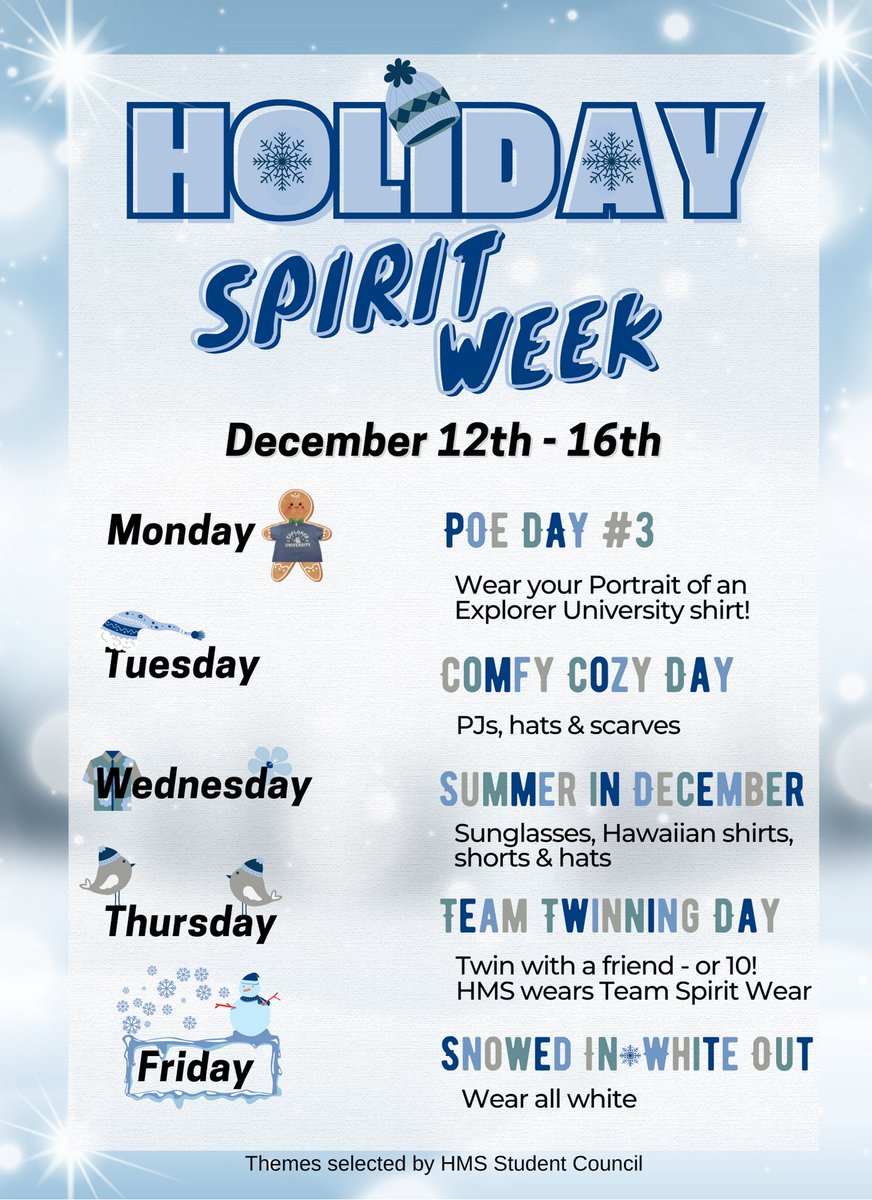 Kim Cockley (@drkimcockley) on Twitter photo It’s Hudson Holiday Spirit Week, as we head into Winter Break! ❄️
Our 3rd Portrait of an Explorer Day kicks off this fun-filled week together!
<a href="/hudsonohschools/">Hudson City Schools</a> It’s Hudson Holiday Spirit Week, as we head into Winter Break! ❄️
Our 3rd Portrait of an Explorer Day kicks off this fun-filled week together!
<a href="/hudsonohschools/">Hudson City Schools</a>