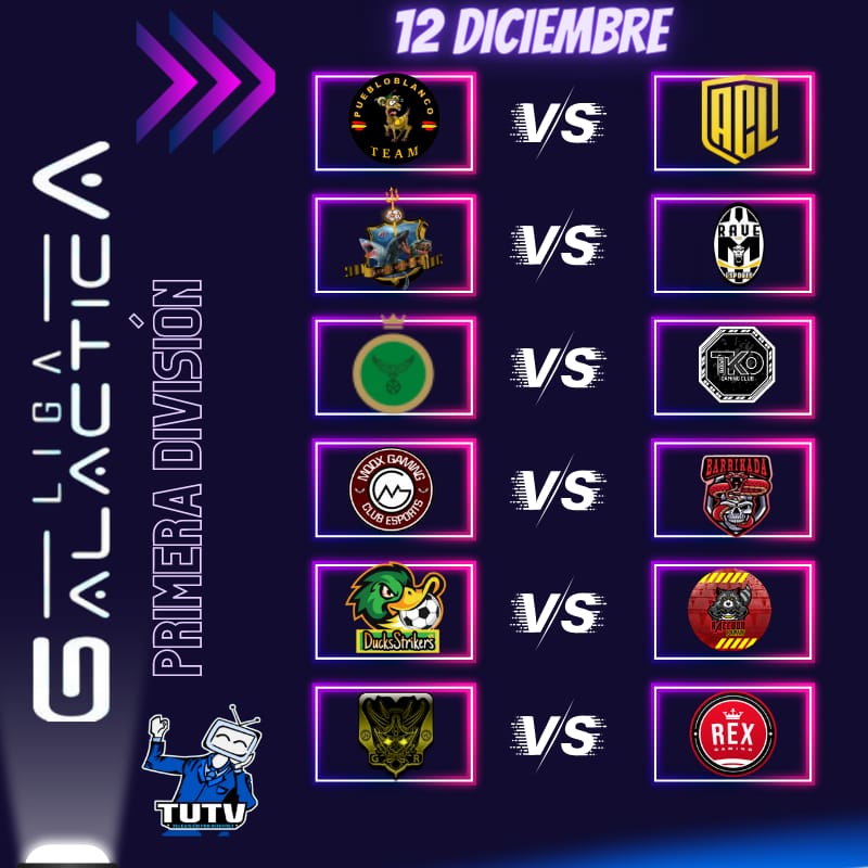 🇪🇸 VSL SPAIN🇪🇦 (@vslspain) on Twitter photo 🚨Calendario Galáctica Pgs🚨
🏆1° División
📅12 de Diciembre
Patrocinado por <a href="/TutvShop/">📺TuTvPerfecta📺</a>
<a href="/_Official_PGS/">PGS Esports</a> 🚨Calendario Galáctica Pgs🚨
🏆1° División
📅12 de Diciembre
Patrocinado por <a href="/TutvShop/">📺TuTvPerfecta📺</a>
<a href="/_Official_PGS/">PGS Esports</a>
