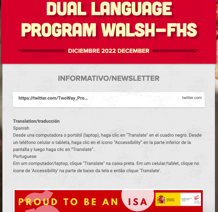 Check out Dual Language Program  Walsh-FHS (via smore.com) smore.com/6njgp-dual-lan… / Disfrute del Informativo Smore de diciembre.