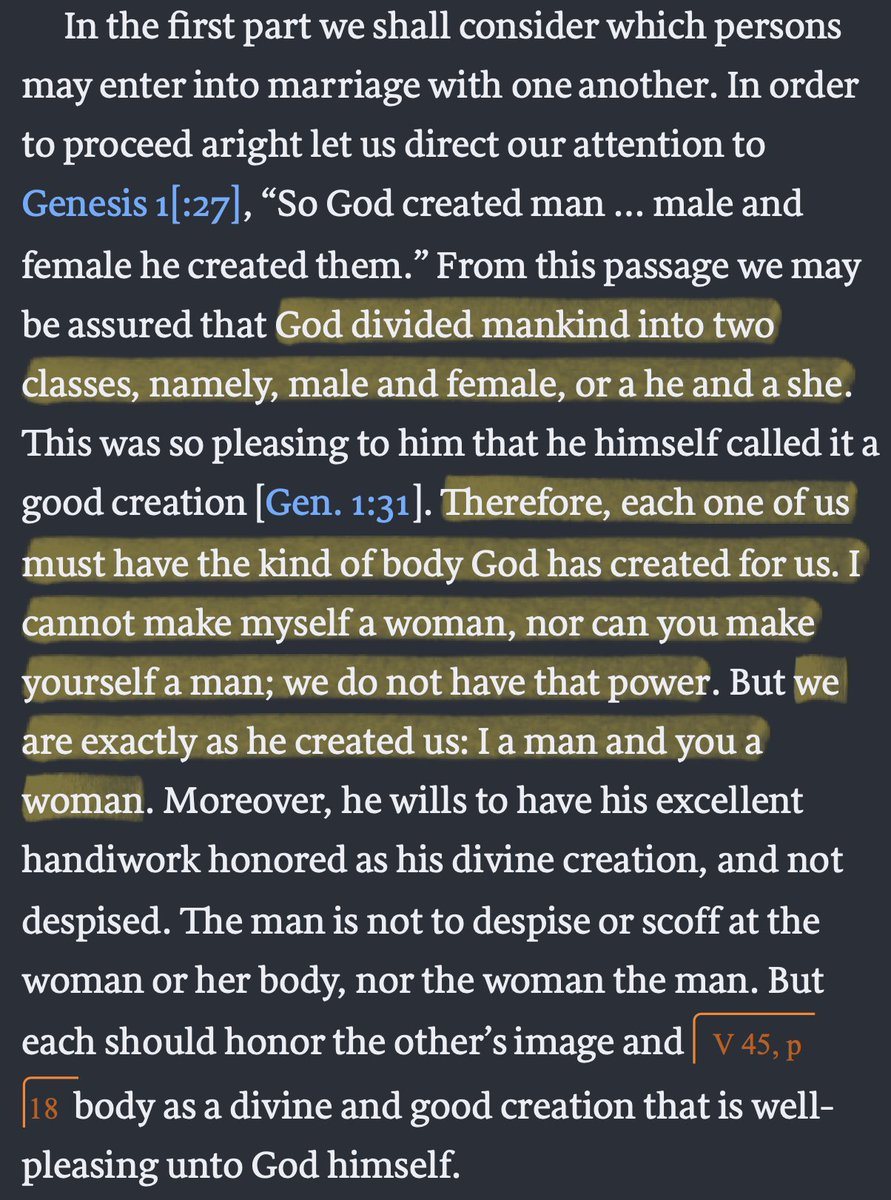 AndyNaselli's tweet photo. “I cannot make myself a woman, nor can you make yourself a man; we do not have that power. But we are exactly as he created us; I am a man and you a woman.”

—Martin Luther, “The Estate of Marriage” (1522), in Luther’s Works 45:17–18. https://t.co/it8HOEz5p9