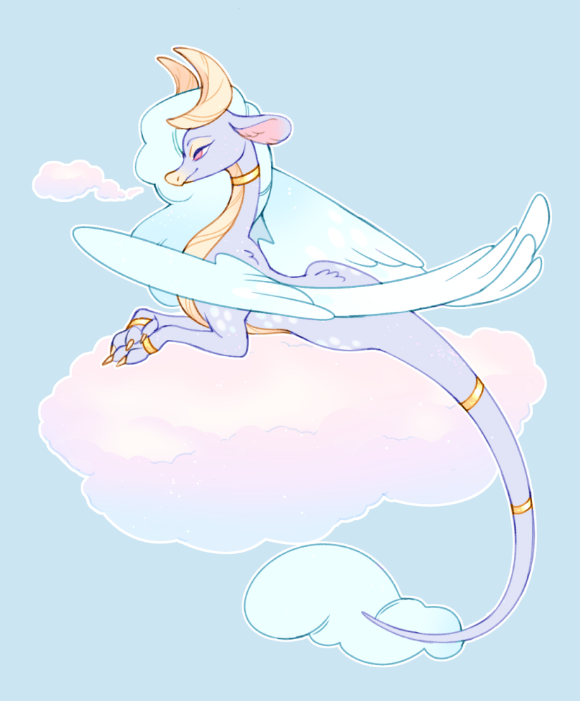 no humans solo pokemon (creature) cloud blue background simple background horns  illustration images