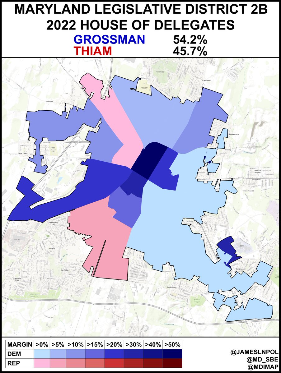 A more traditional battleground MD Democrats reclaimed was the Hagerstown-dominated LD2B. Goodwill Industries official Brooke Grossman (D) defeated appointed Del Brenda Thiam (R).