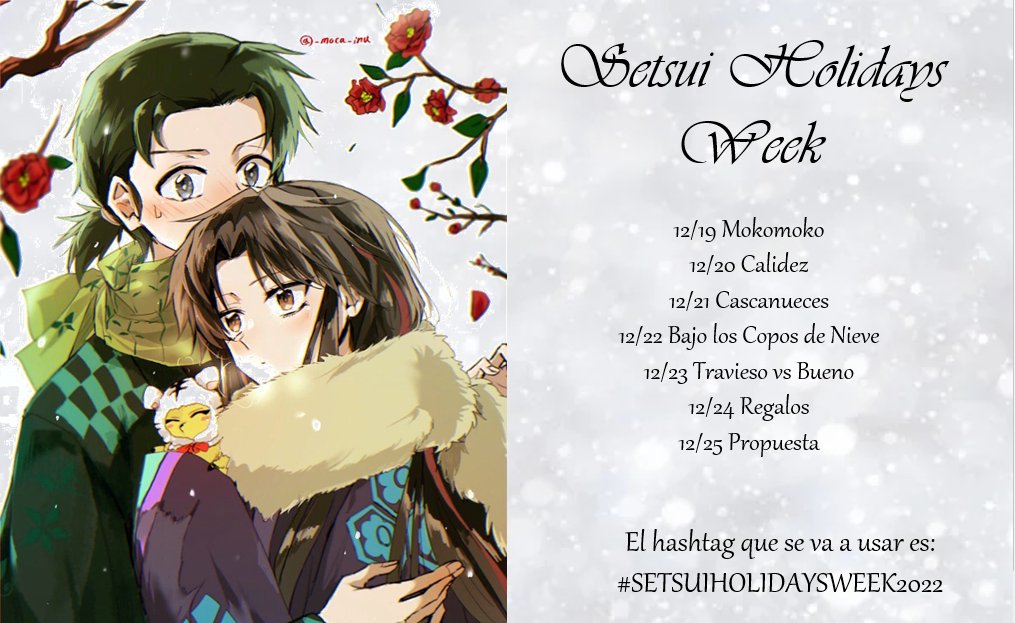 QWerempire's tweet photo. Las fiestas decembrinas están a la vuelta de la esquina y que mejor que celebrarlo con nuestra pareja #Setsui aqui les dejo las tematicas del #setsuiholidaysweek
#hisuna #せつ翠 #ひすせつ #翡せつ #hanyonoyashahime #hisui #setsuna #DemonSlayerHisui #PrincessSetsuna #ritowa https://t.co/VZ36T1mNfW