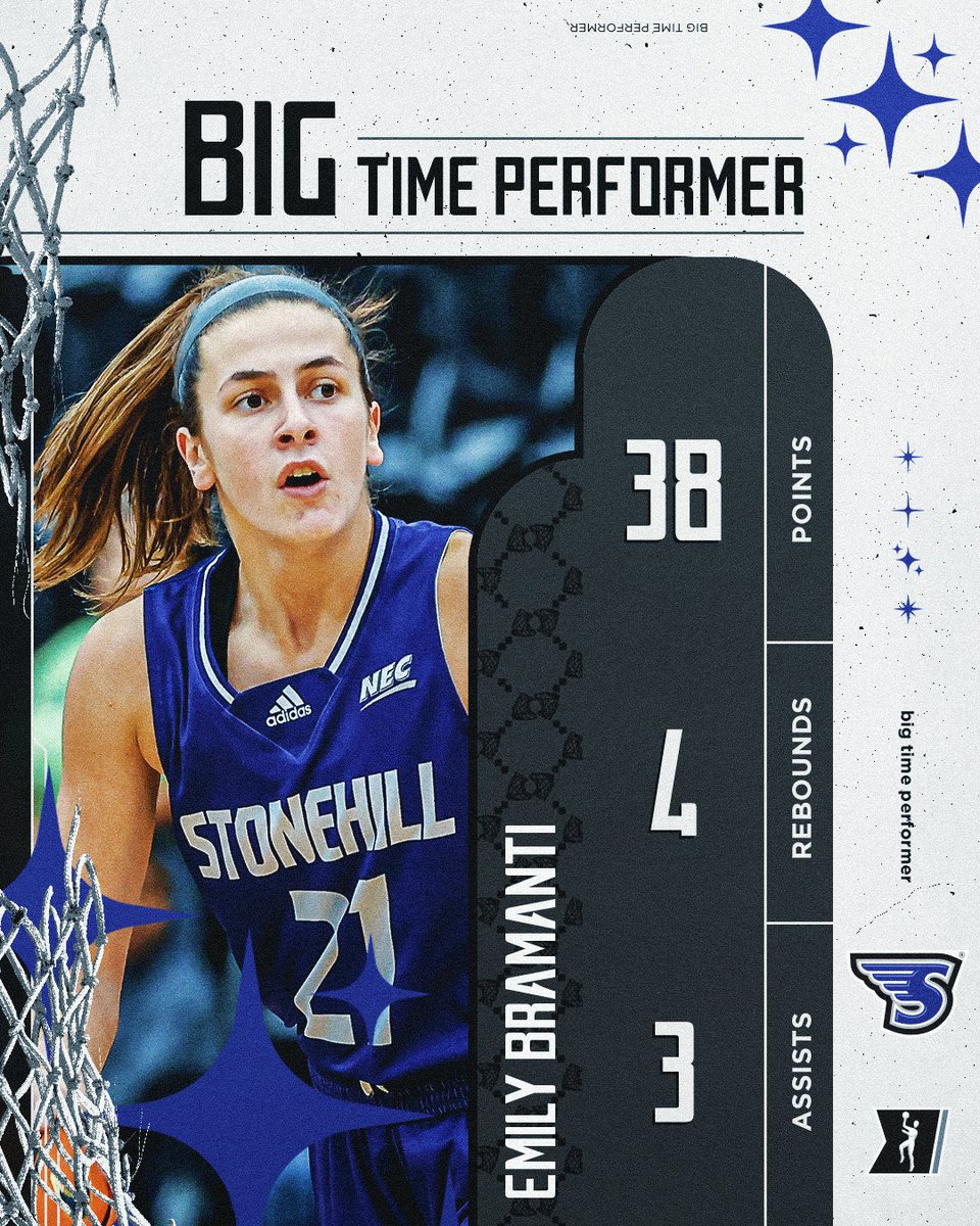 𝗕𝗜𝗚 𝗧𝗜𝗠𝗘 𝗕𝗥𝗔𝗠𝗔𝗡𝗧𝗜 😤

<a href="/ebramanti20/">Emily Bramanti</a> balled out against Bryant with 38 points, 4 rebounds and 3 assists to lead <a href="/StonehillWBB/">Stonehill Women’s Basketball</a> to a road win!

#NCAAWBB