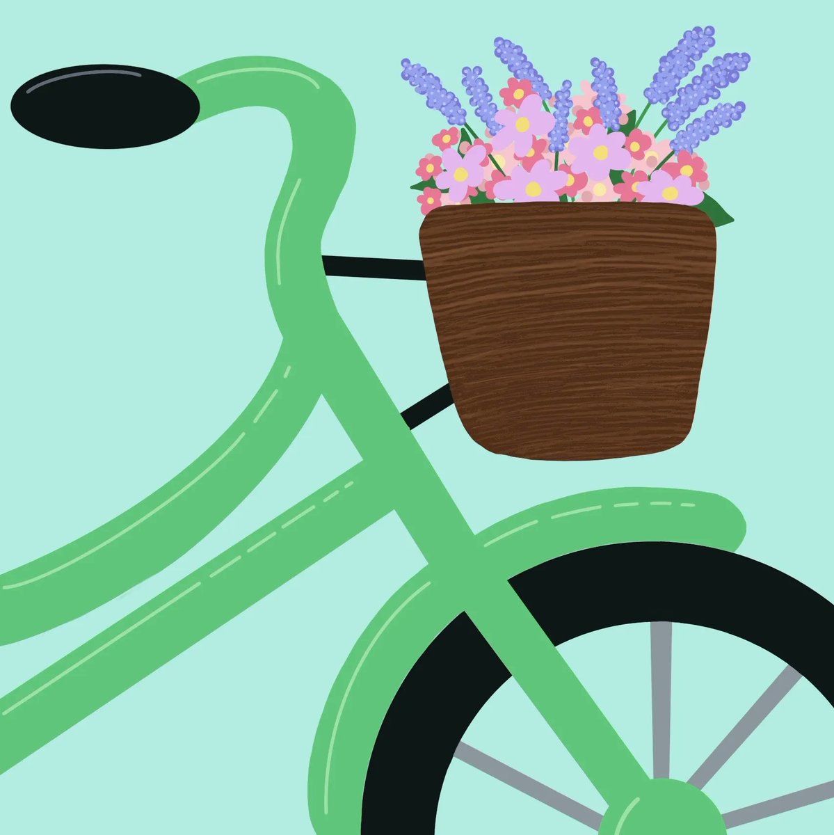 seekin_sunshine's tweet photo. the drawing -> the sticker 💜🚲🌸 https://t.co/YCV07MVAGk