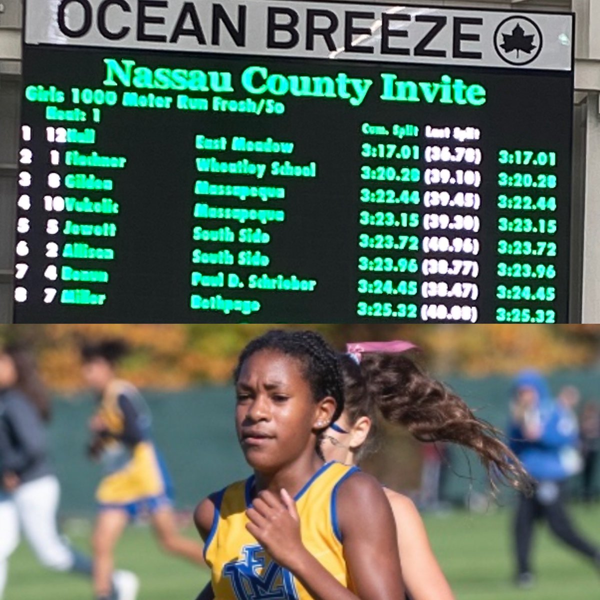 EMXCTF's tweet photo. Zaria Hall opened up with a wire-to-wire victory in the Frosh/Soph 1000! Her 3:17.01 is EM #17 All-Time and there is a LOT of room for growth! #Speedster #EventWinner https://t.co/0xVWk8QgKI