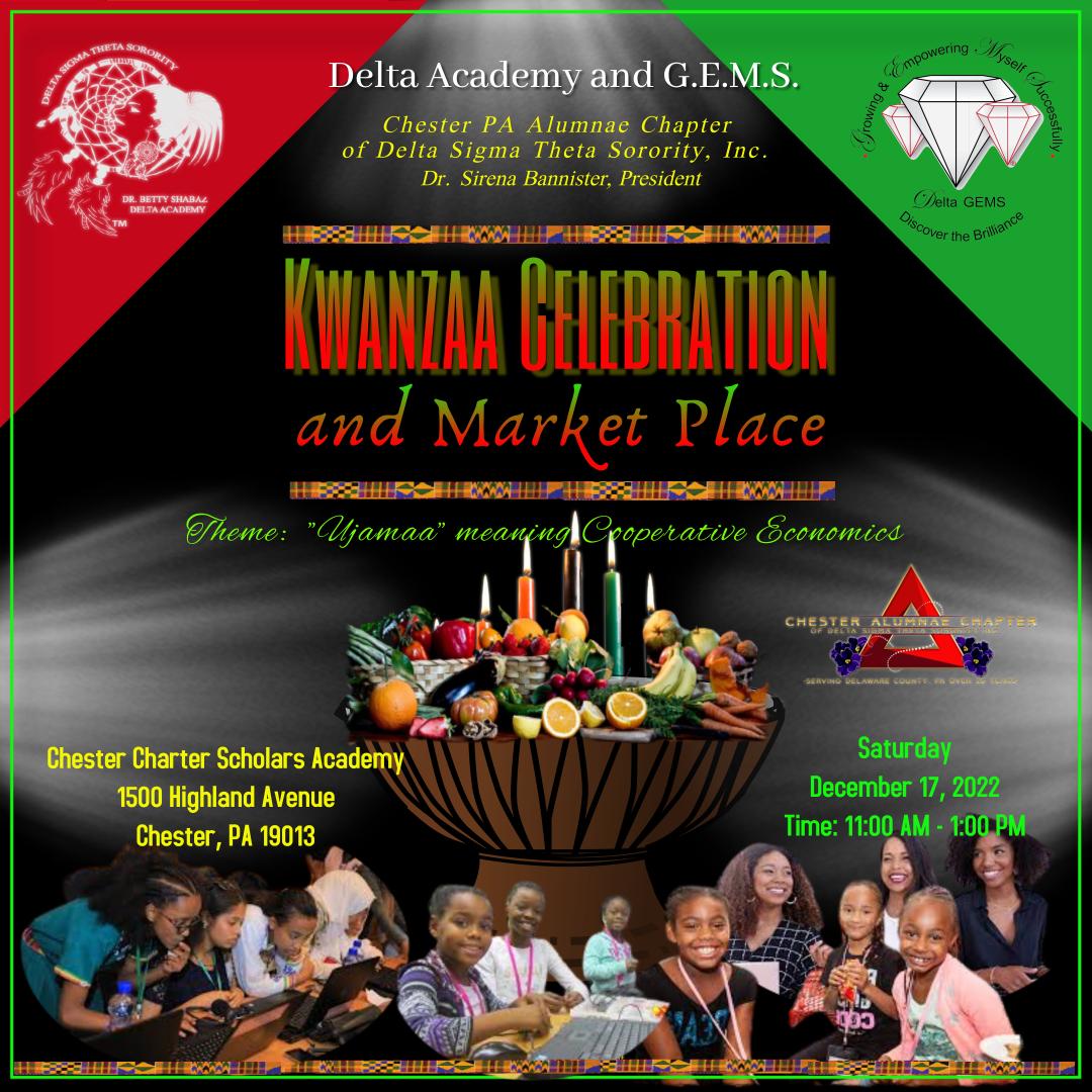 Please join CAC(PA) annual Kwanzaa Celebration and Marketplace on Saturday, December 17th from 11am-1pm. Theme: 'Ujamaa' @easternregdst #DSTCACPA @NPHC_of_SEPA @ChesterUplandSD #programplanning #youthinitiatives #Kwanzaa #Ujamaa