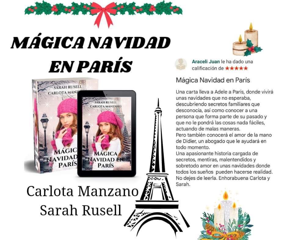 🎅🏼🎅🏼RESEÑA🎅🏼🎅🏼

❤️‍🩹Mágica Navidad en París❤️‍🩹

🌸💖 leer.la/B0BPQS35YR

𝑻𝒐𝒅𝒂𝒔 𝒍𝒂𝒔 𝒏𝒐𝒗𝒆𝒍𝒂𝒔 𝒅𝒆 𝑪𝒂𝒓𝒍𝒐𝒕𝒂 ❄️ relinks.me/CarlotaManzano

𝑻𝒐𝒅𝒂𝒔 𝒍𝒂𝒔 𝒏𝒐𝒗𝒆𝒍𝒂𝒔 𝒅𝒆 𝑺𝒂𝒓𝒂𝒉 ❄️ relinks.me/SarahRusell

#sarahrusell #carlotamanzano