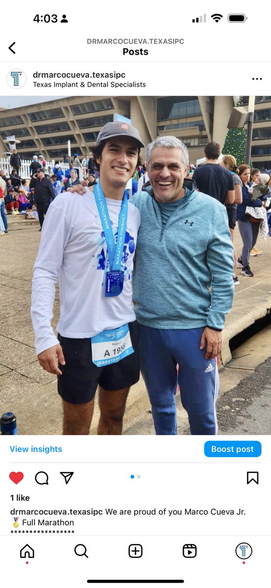 DrMarcoCueva's tweet photo. We are proud of you Marco Cueva Jr.
๐
Full Marathon at the 2022 BMW Dallas Marathon Festival.
*****************
#rundallas #marathon #sundayvibes #happyday #bmwdallasmarathon #healthylifestyle #dentalcare #periodontist #excellencealways #texasipc #dallas #plano #dfw #usa https://t.co/GhdxvTHtrM