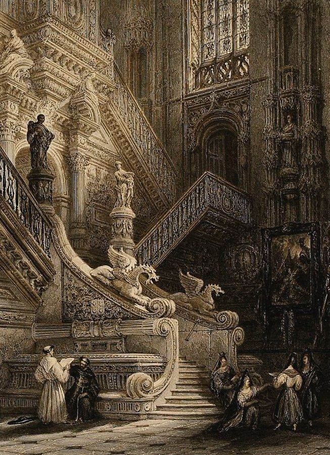 art_infinitum's tweet image. Interior of the Cathedral of Burgos, 1838 
by David Roberts