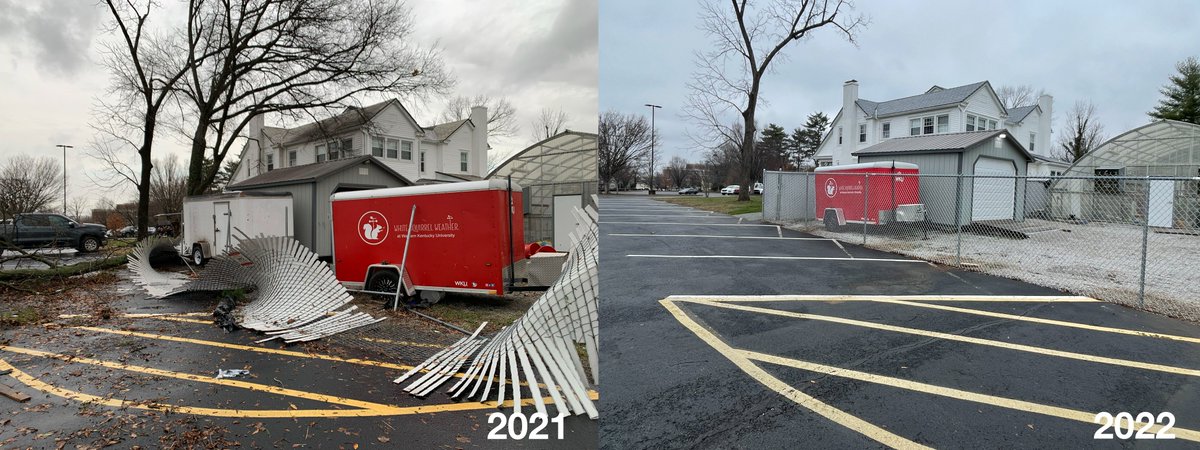 WKUweather's tweet photo. December 11, 2021 vs. 2022. #WKU ❤️‍🩹 https://t.co/GxEJx2tZSg