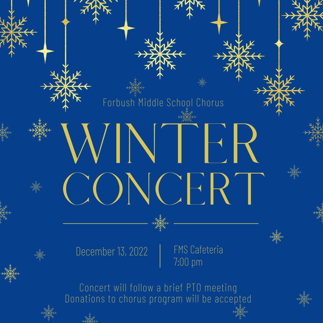 ForbushMS's tweet photo. FMS is proud to host two special concerts this week. Make plans to come out and support our chorus program on Tuesday evening and the FMHS band program on Thursday evening. https://t.co/quFKCzPi1L