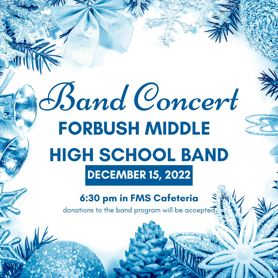 ForbushMS's tweet photo. FMS is proud to host two special concerts this week. Make plans to come out and support our chorus program on Tuesday evening and the FMHS band program on Thursday evening. https://t.co/quFKCzPi1L