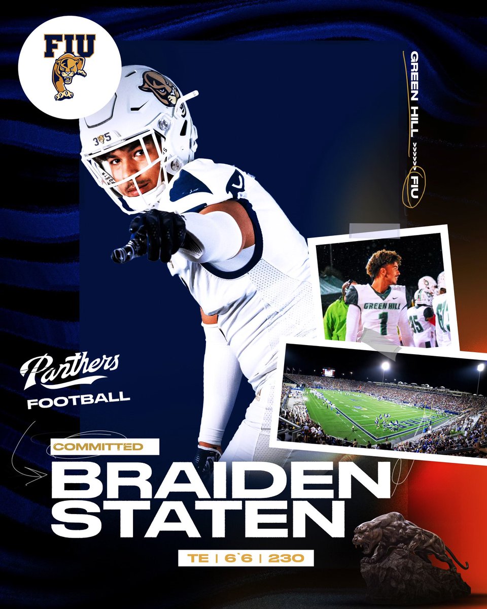 Braiden Staten (@braiden_staten) on Twitter photo After a great OV, I’m beyond excited to announced that I will be continuing my football career and education at FIU!! 100% COMMITTED 🐾🐾 <a href="/FIUFootball/">FIU Football</a> <a href="/JoshuaEargle/">Joshua Eargle</a> <a href="/CoachMikeMac/">Coach Mike MacIntyre</a> <a href="/Jcrouch17/">Coach Crouch</a> <a href="/Coach_Kuhn/">Ben Kuhn</a> <a href="/NCEC_Recruiting/">NPA</a> After a great OV, I’m beyond excited to announced that I will be continuing my football career and education at FIU!! 100% COMMITTED 🐾🐾 <a href="/FIUFootball/">FIU Football</a> <a href="/JoshuaEargle/">Joshua Eargle</a> <a href="/CoachMikeMac/">Coach Mike MacIntyre</a> <a href="/Jcrouch17/">Coach Crouch</a> <a href="/Coach_Kuhn/">Ben Kuhn</a> <a href="/NCEC_Recruiting/">NPA</a>