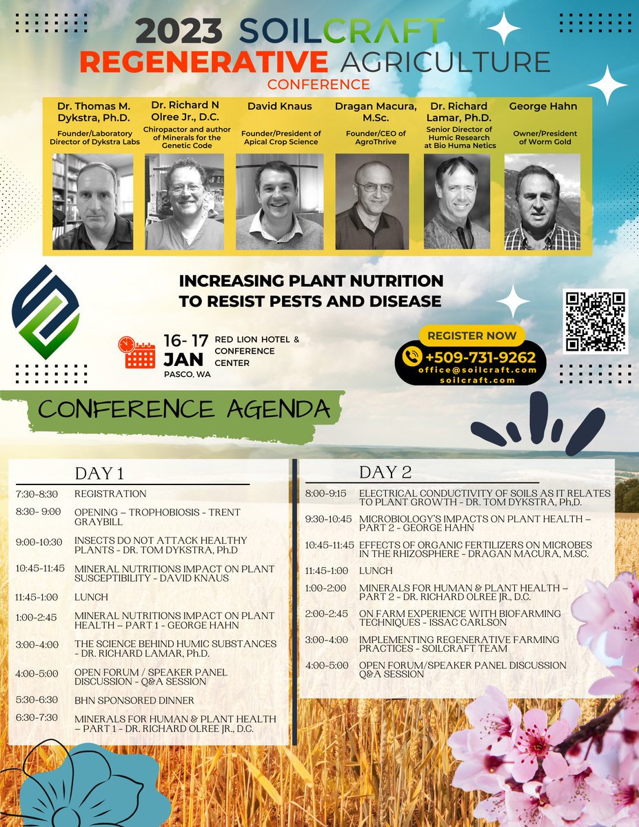 TG_SoilcraftAG's tweet photo. 💥2023 Soilcraft Regenerative Agriculture Conference
Jan. 16-17 Pasco, WA
⚡️🔥"The Power of Nutrition: Putting the Power of Crop Health back in to the farmers hands!!" 🧑‍🌾🍄
For more information and to register:
https://t.co/4OxHzyiF3K

#regenerativeagriculture #regenerativehealth https://t.co/bWJpS88ffV