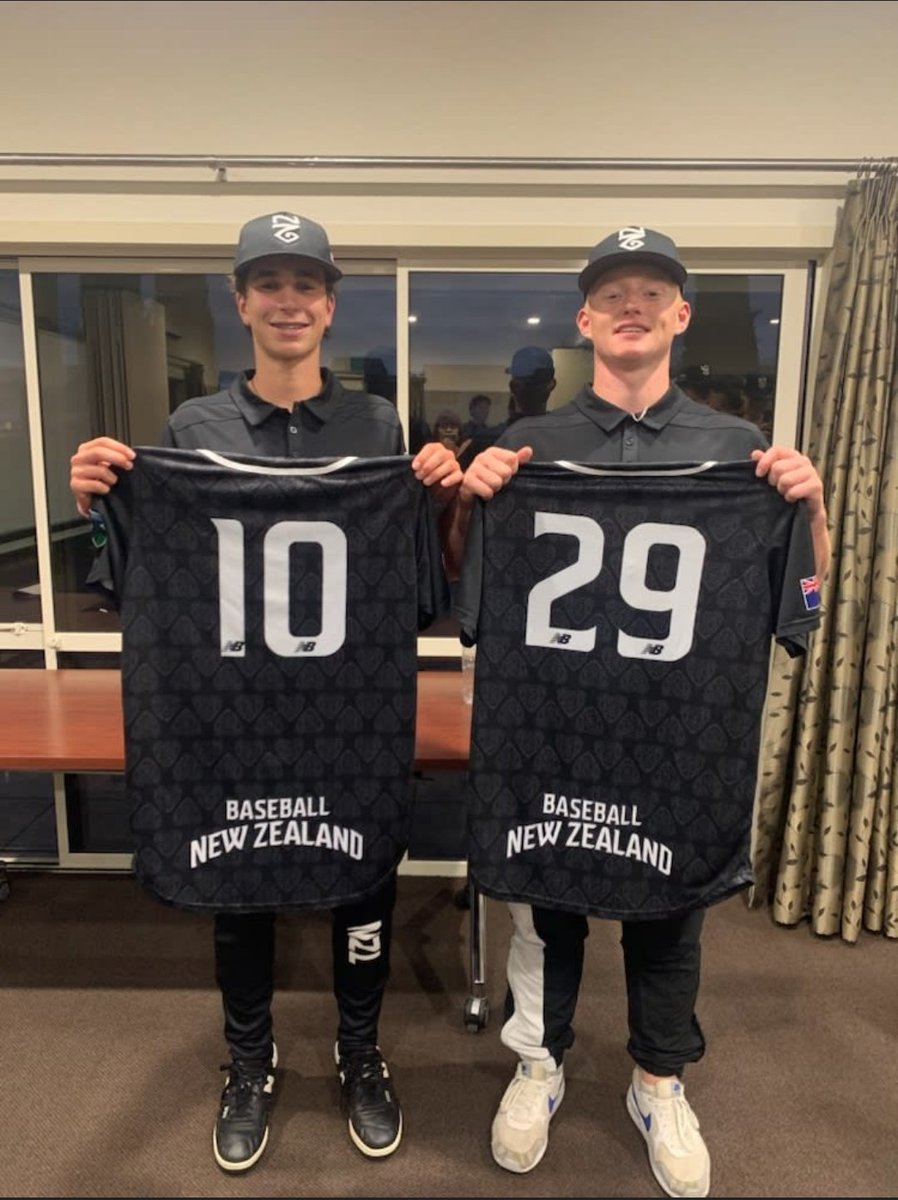 HarryC_NZ's tweet photo. We've both come a long way @JamesNZ00 James since we stepped into the baseball  diamond.  You have helped me attain this jersey and I hope in some way I helped you too. Thank You  also to coach Marty, Cooper, Duane and all of the Nelson Heat Family. Living the dream. https://t.co/PUdDi7iRN5