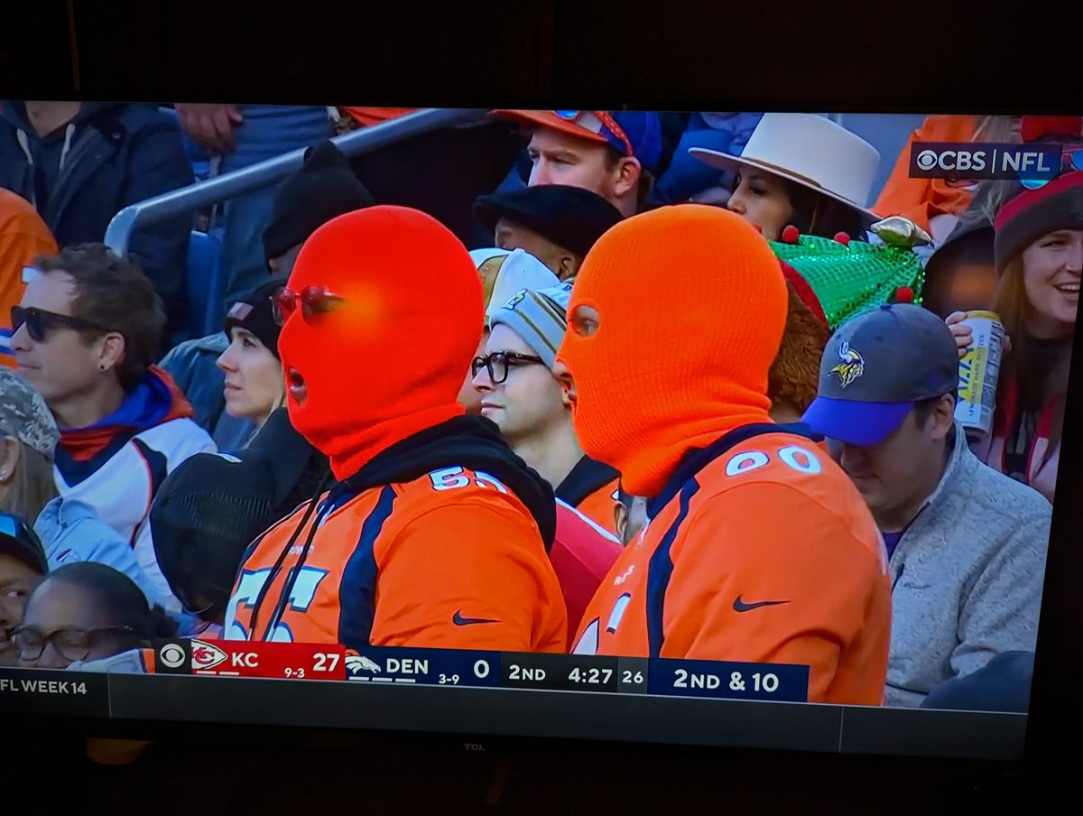 'Here we see Denver Broncos fans in their natural, anonymous habitat.'
#KCvsDEN 
#ChiefsKingdom