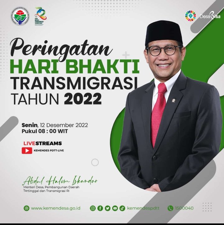 Transmigrasi masih fokus pada revitalisasi kawasan eksisting
#72TahunBaktiTransmigrasi 
<a href="/jokowi/">Joko Widodo</a> 
<a href="/halimiskandarnu/">ABDUL HALIM ISKANDAR</a> 
@kemendespdtt 
<a href="/malik_haramain/">malikharamain</a> 
<a href="/imansyukri/">Iman Sukri</a> 
<a href="/taufikmadjid71/">IG : taufik.madjid</a> 
@yusradaridesa 
<a href="/azzameldzikrie/">#SantriIndonesia</a> 
<a href="/tppkemendes/">TPP KEMENDES</a> 
@DitjenPPKTrans 
<a href="/P3MDKalteng/">P3MD PROV KALTENG</a> 
<a href="/P3MDKab_Kotim/">P3MD Kotim Kalteng</a>