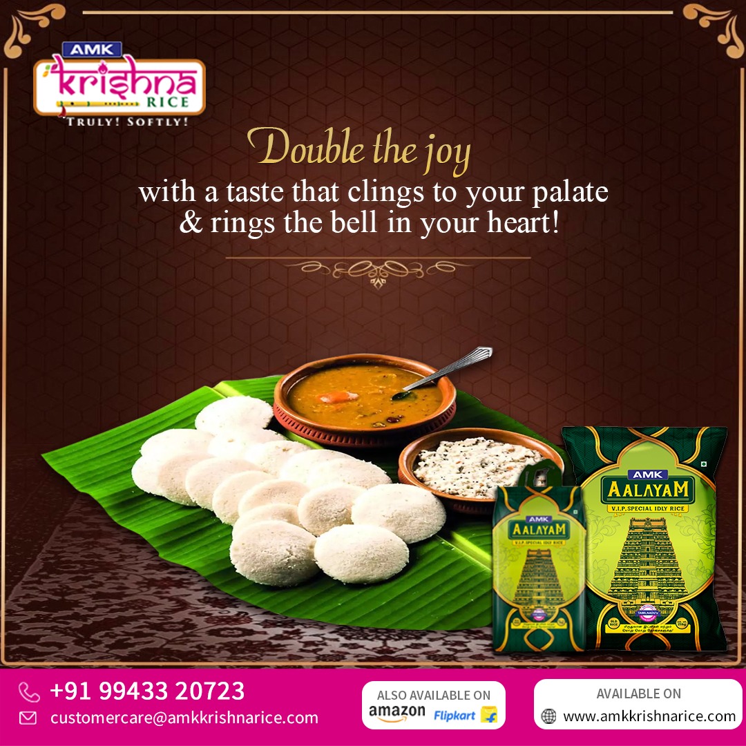 amkkrishnaidli's tweet photo. Open the door to healthy and happy eating with AMK Krishna rice varieties that one can't stop embracing.
Visit: https://t.co/NBwsBWdcwN for more details.
#rice #IdliRice #konguspecial #Kangeyam #qualityrice #tastyrice #riceexport  #amkkrishnarice #Aalayam #b2bsales #aalayamrice https://t.co/iswrTuOUM3