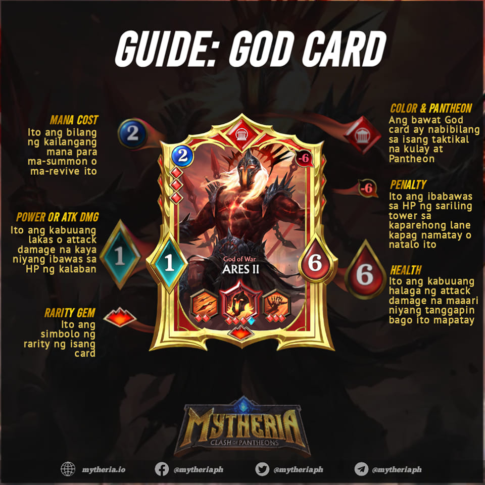 - Game Knowledge
 👉 God Card - Isa sa pinamakahalagang unit sa Land of #Mytheria at nagtataglay ng abilities na magpapanalo sayo sa battle.

Learn more #Demigods
Join na..! mytheria.io 
↪️ Community:linktr.ee/mytheriaph
<a href="/Mytheria_MYRA/">Mytheria: Clash of Pantheons</a>
<a href="/MytheriaMP/">Mytheria Marketplace (Unofficial)</a>
#TCG #MytheriaPH
