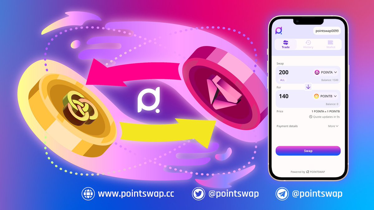 PointSwap's tweet photo. #PointSwap is the Top 1 #Web3 loyalty point exchange, building the next-generation #Uniswap for real-world commerce.

Check out the detail: https://t.co/doAqqvYeKm https://t.co/5hVE1UCpYR