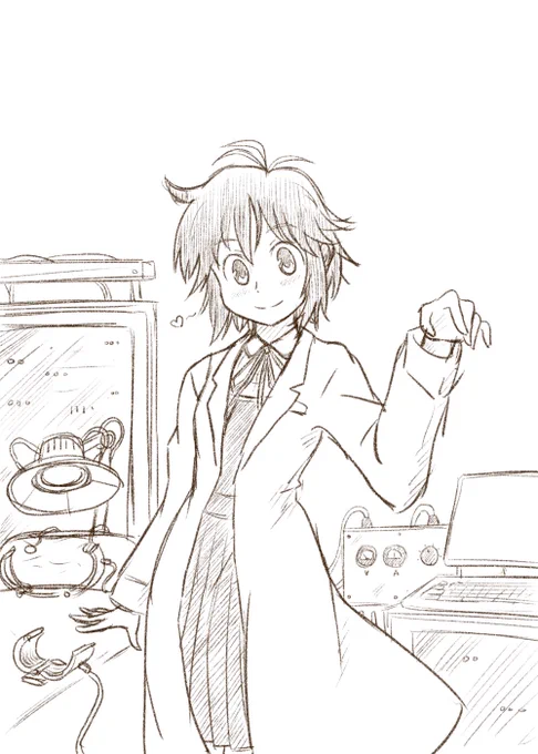 自キャラを描こうかなと思いつつ機を逃して代理キャラにしている笛留実粒子さん。将来なりたかったものと言う意味では合ってますが…何になりたかったかって?…マッドサイエンティスト()#自分の代理キャラを貼れ見た人もやる 