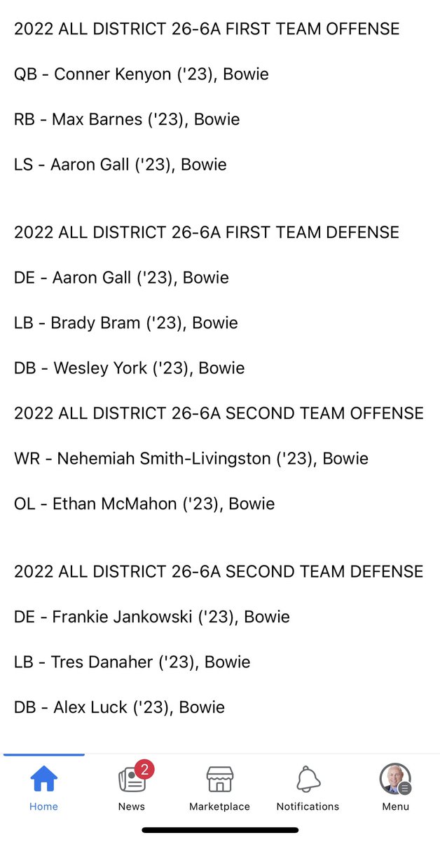 jason_bram's tweet photo. Very proud of @brady_bram and his teammates.  Brady (#12) made 26-6A 1st team all district Linebacker.  Go Dawgs! https://t.co/MG3e6N60lG