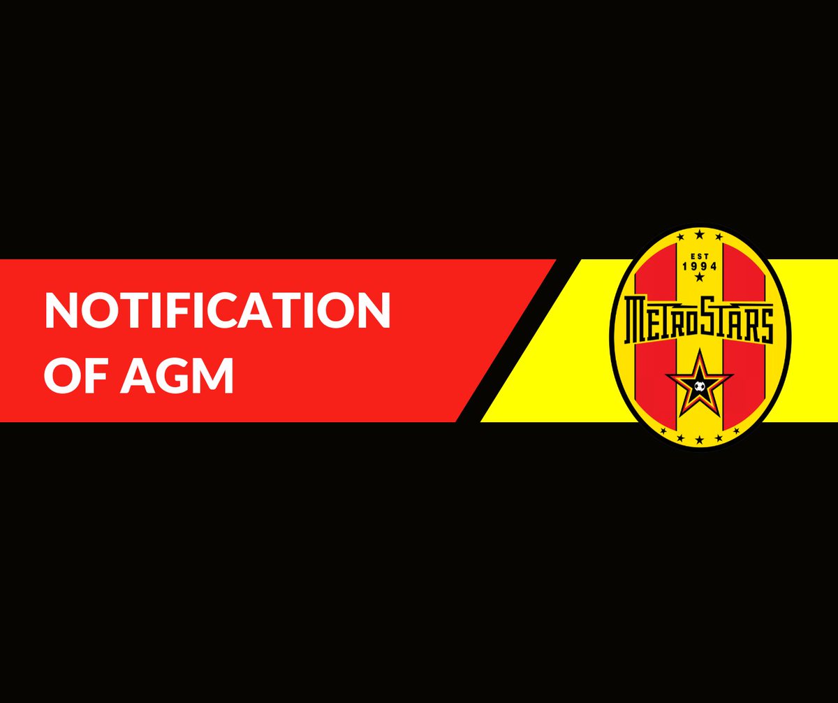 NE_MetroStars's tweet photo. In accordance with North Eastern MetroStars Inc. Constitution, 2022 AGM will be held on:

Monday 6 Feb 2023 - 7:30pm
TK Shutter Reserve, Fourth Avenue, Klemzig

Only Financial Members shall have voting rights, however all members are welcome to attend the AGM as non‐voting guests https://t.co/8jxmAXIC1B