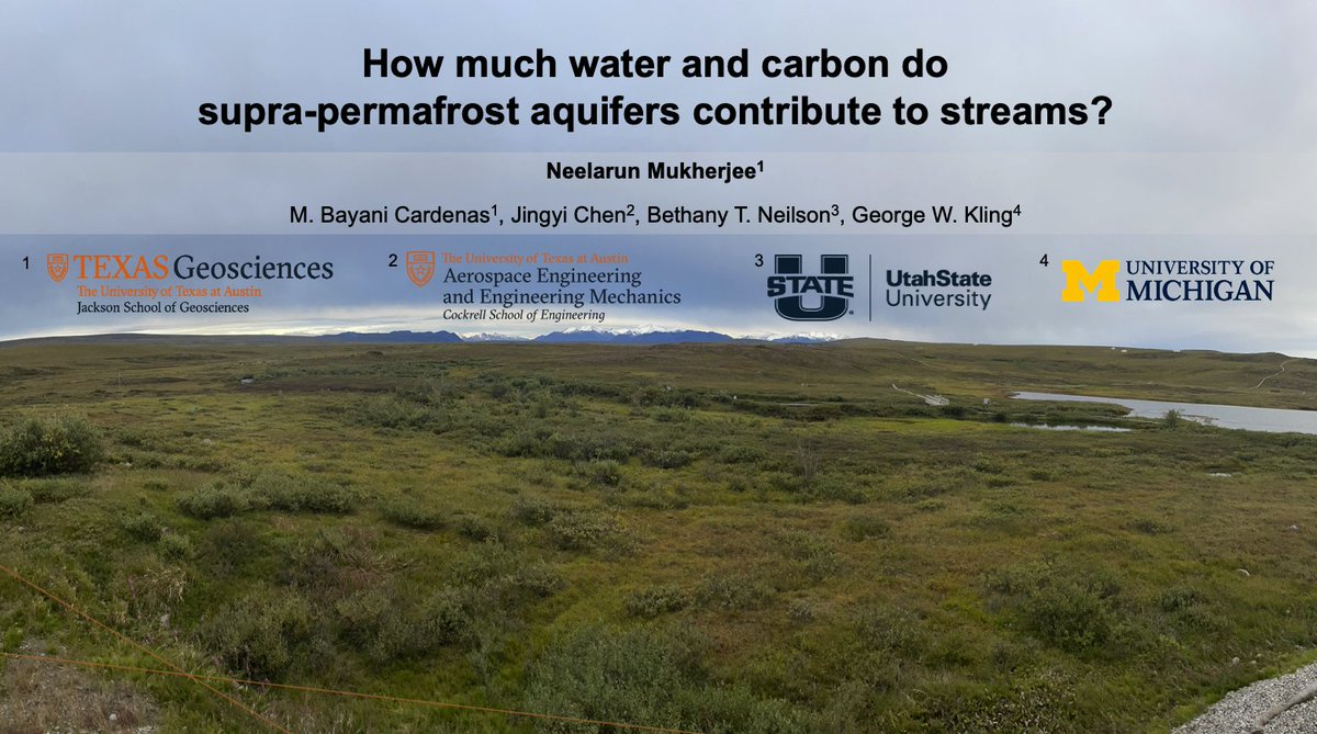 neelarun_m1's tweet image. Hi all,
I will be presenting my talk on #AGU22 tomorrow for the session "Frozen Ground Hydrology: Moving Toward a Process-Based Understanding" from 5.45pm at McCormick Place, E353c.
Please come if you are interested in learning about science in the Arctic circle.
@txgeosciences